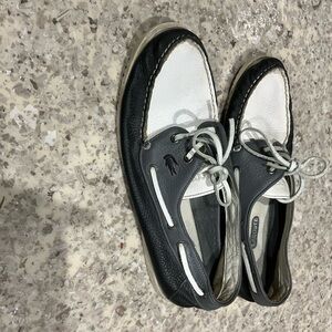 Lacoste Black and White Boat Shoes